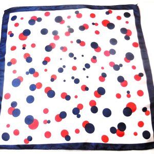 Scarf 19" x 19" Square Satin polka dot print white-blue-red